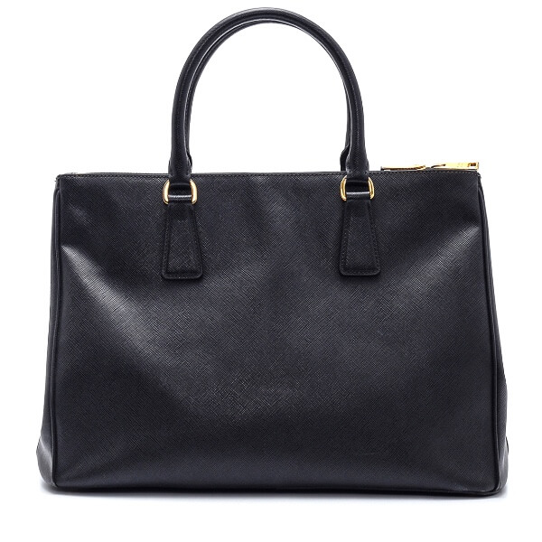 Prada - Black Saffiano Leather Front-Pocket Double Zip Tote Bag